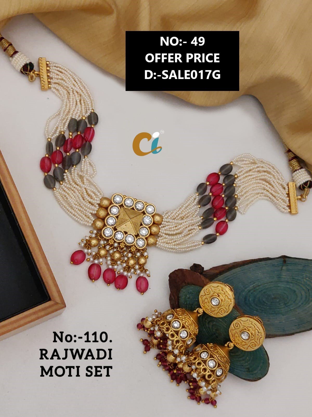 MOTI AND KUNDAN SHORT NECKLACE CHOKER