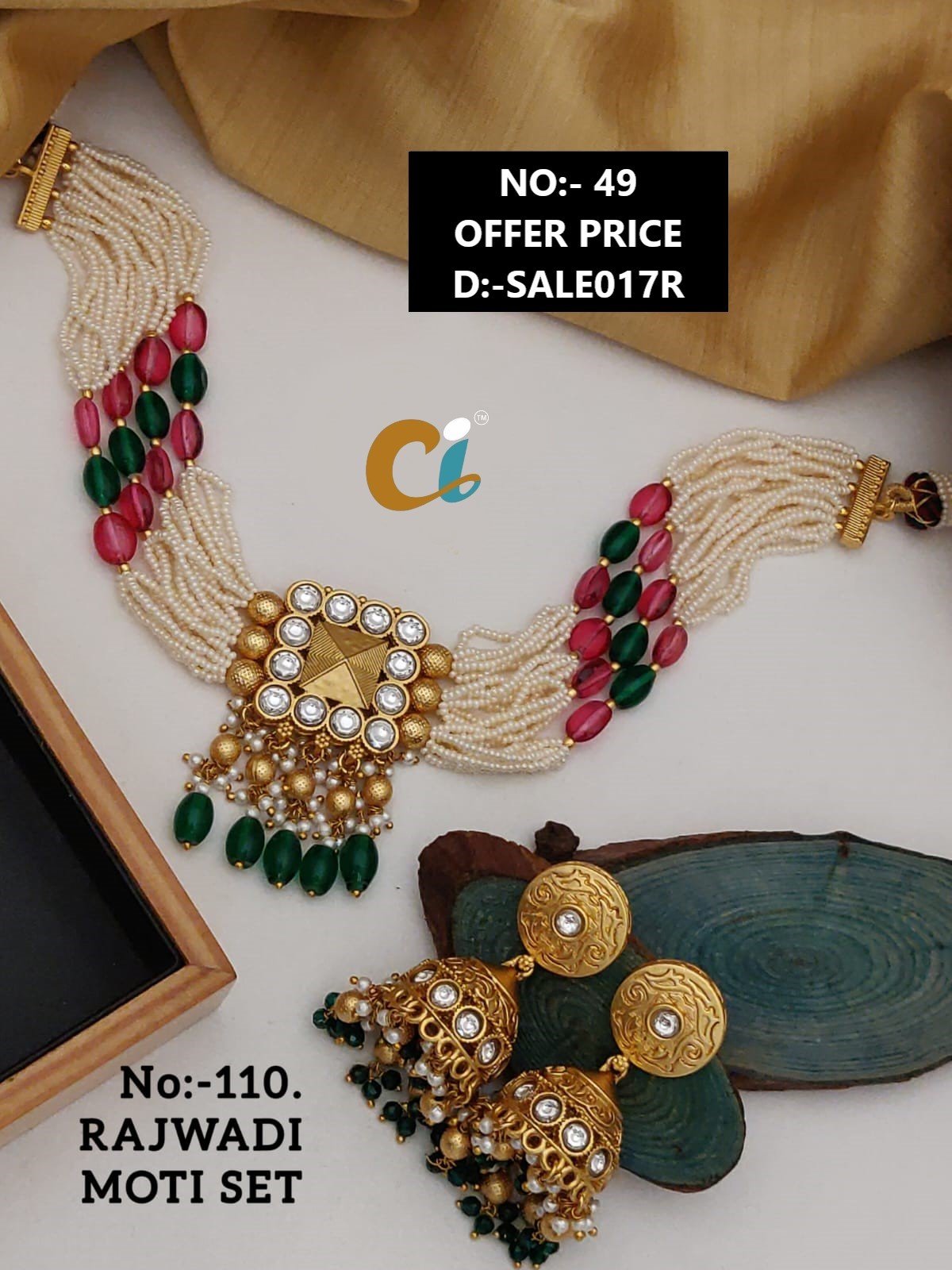MOTI AND KUNDAN SHORT NECKLACE CHOKER