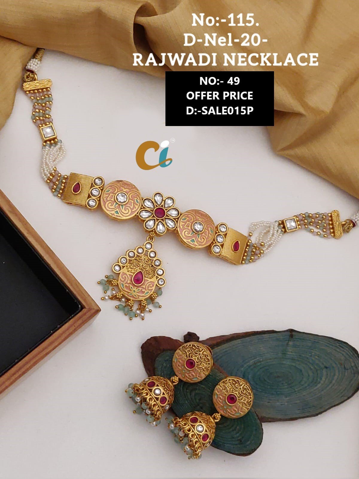 MOTI AND KUNDAN SHORT NECKLACE CHOKER