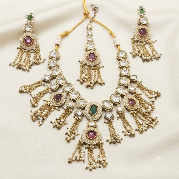MEHNDI PALETING KUNDAN NECKLACE