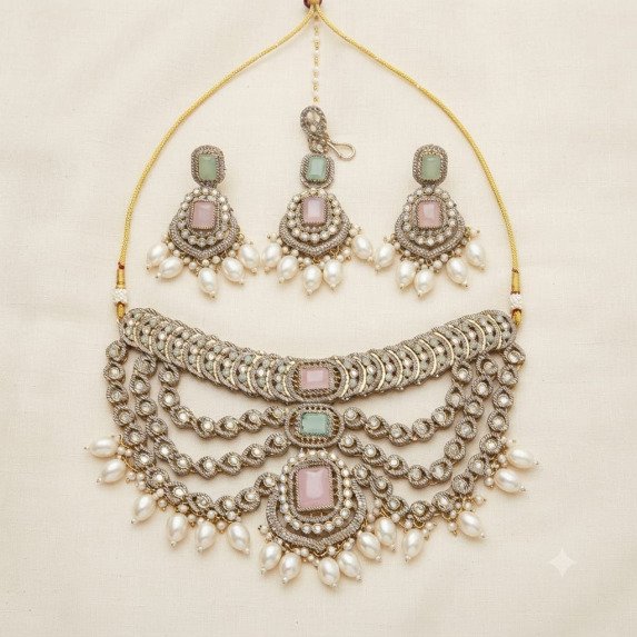 MEHNDI PALETING KUNDAN NECKLACE