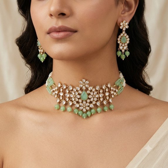 MOTI AND KUNDAN SHORT NECKLACE
