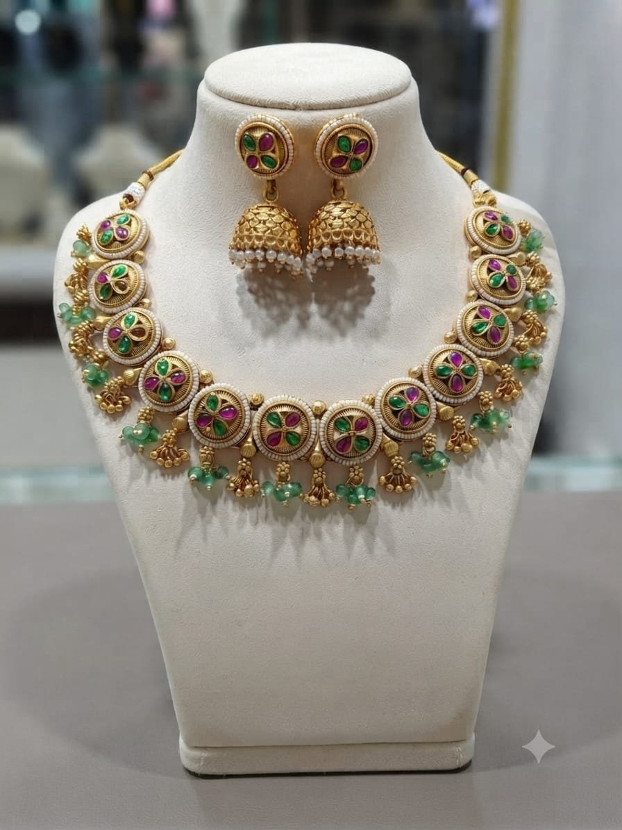 KUNDAN MOTI SHORT NECKLACE