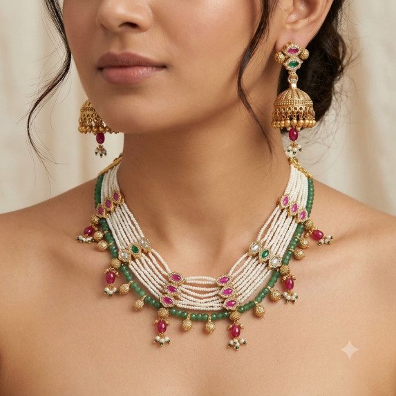 SWAROVSKI SHORT NECKLACE WITH MOTI
